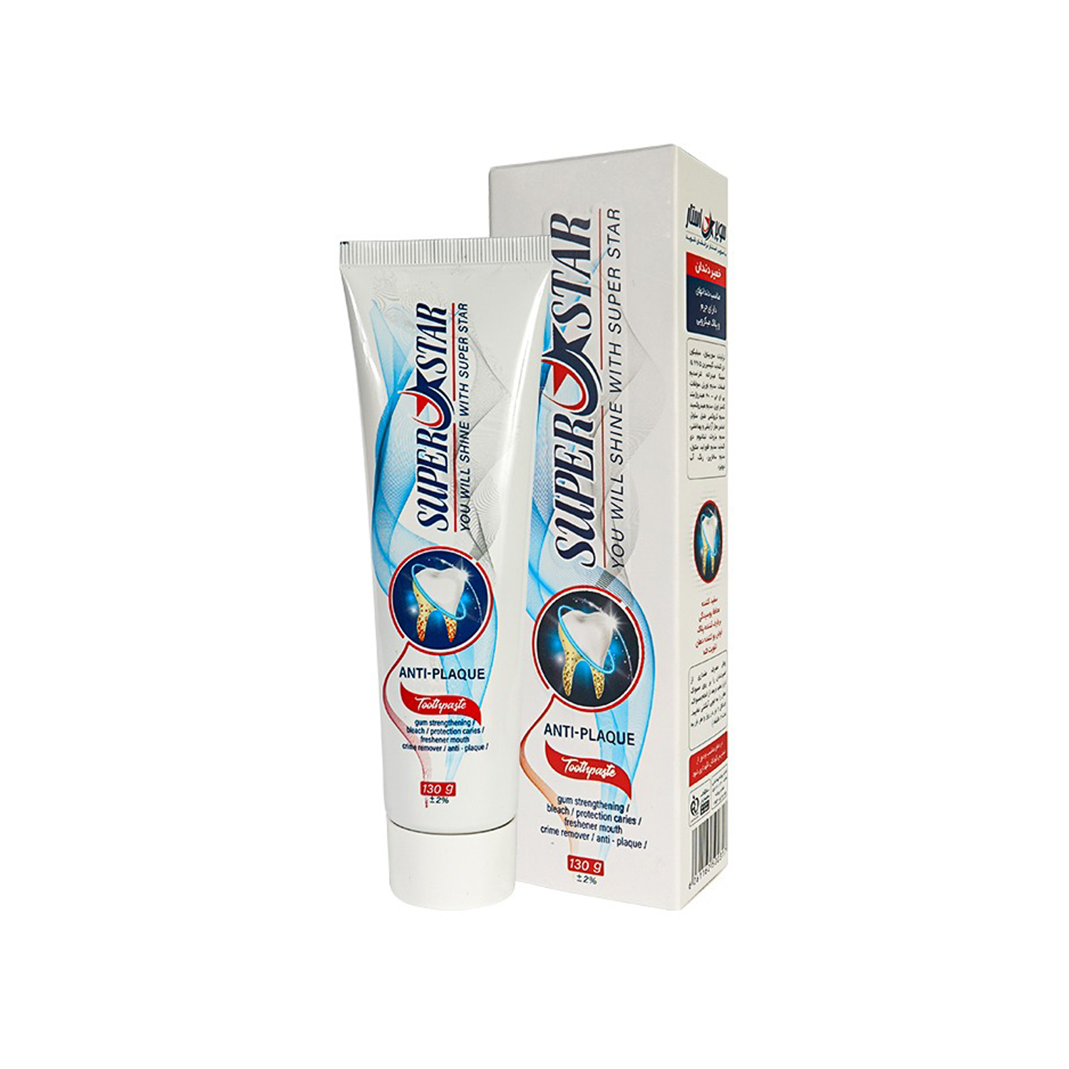 خمیر دندان سوپر استار مدل Anti Plaque حجم 130 میلی لیتر